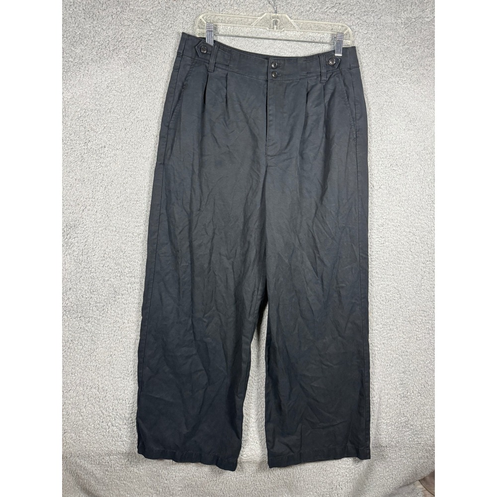 Madewell Harlow Wide-Leg Pants Womens 10 Black Lyocell Linen Pleated Twill Boho